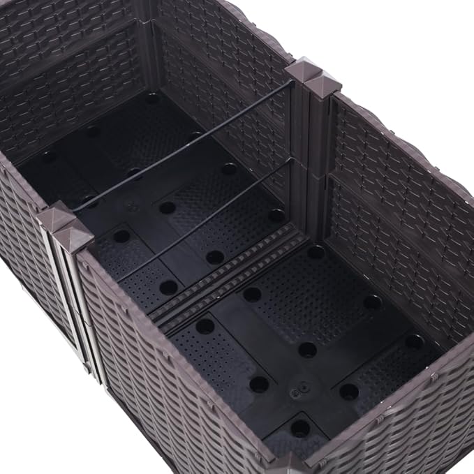 Self-Watering Raised Garden Bed Planter Box for Vegetables Flowers Herbs and Succulents – Deep Eco-Friendly PP Grow Bed (Brown + Polypropylene-1)