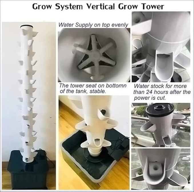 Hydroponics Tower 45 Holes Aquaponics Grow System Hydroponic Growing System Soilless Cultivation Growing System Garden Tower Aeroponics Growing Kit
