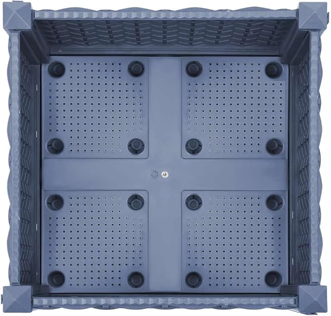 Raised Garden Bed Blue Grey Polypropylene Planter for Outdoor Plants 15.7x15.7x28.0 Inch Square Garden Bed Weather Resistant Tall Raised Planter Box for Patio Deck
