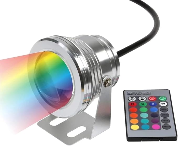 LED Swimming Pool Light- 10W Pond Fountain SpotLights Embedded Floor Lamp Underwater Lights 12V Waterproof IP68 Landscape Lighting(A- RGB)