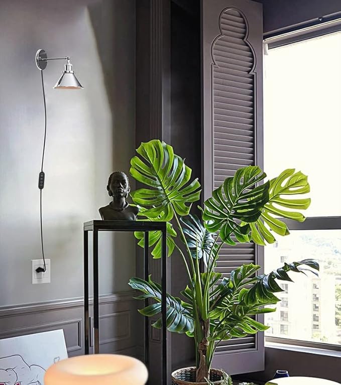 Hook Type Wall Mounted Plant Light Full Spectrum 25W 6000K White Light Timing Silver Metal Adjusted Angle Modern Wall Lamps for Plants Flowers Indoor Growing
