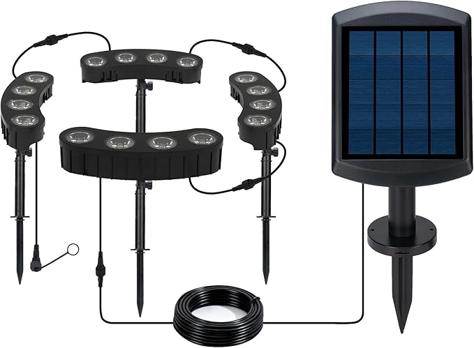 16LED Solar Spotslights Outdoor 4 Pack Solar Powered Landscape Lights2-1 Installation (Sticked&ampTied) Solar Pathway Lights for Palm Tree Garden Yard House