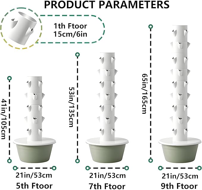 Hydroponics Growing System Indoor Herb Garden with Grow Lights Aeroponic Tower Garden Hydroponic Tower with Hydrating Pump Detachable Colonization Cups for Gardening Lover Black-9Layer