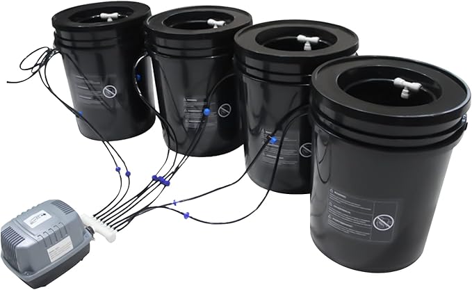 DWC Hydroponics Grow System 5 Gallon Deep Water Culture Hydroponic Bubbler Bucket Kit with Air Pump for Growing Fruits Crops Vegetables