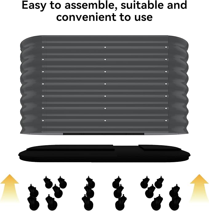 CABIHOME Galvanized Raised Garden Bed with Wheels &amp Water Reservoir Portable Rolling Elevated Raised Garden Bed for Outdoor &amp Indoor Self-Watering Planter Box for Vegetables &amp Herbs Gra