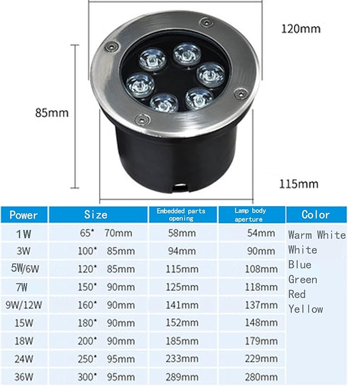Recessed LED Underground Light Landscape Lights Anti-Rust IP65 Waterproof Multi-Color Floor Lamp for Driveway Walkway Lighting
