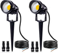 SUNVIE 12W Low Voltage Landscape Lighting LED Landscape Lights 3000K Waterproof Garden Pathway Lights 12V Outdoor Spotlights with Spike Stand 2 Pack with Connectors