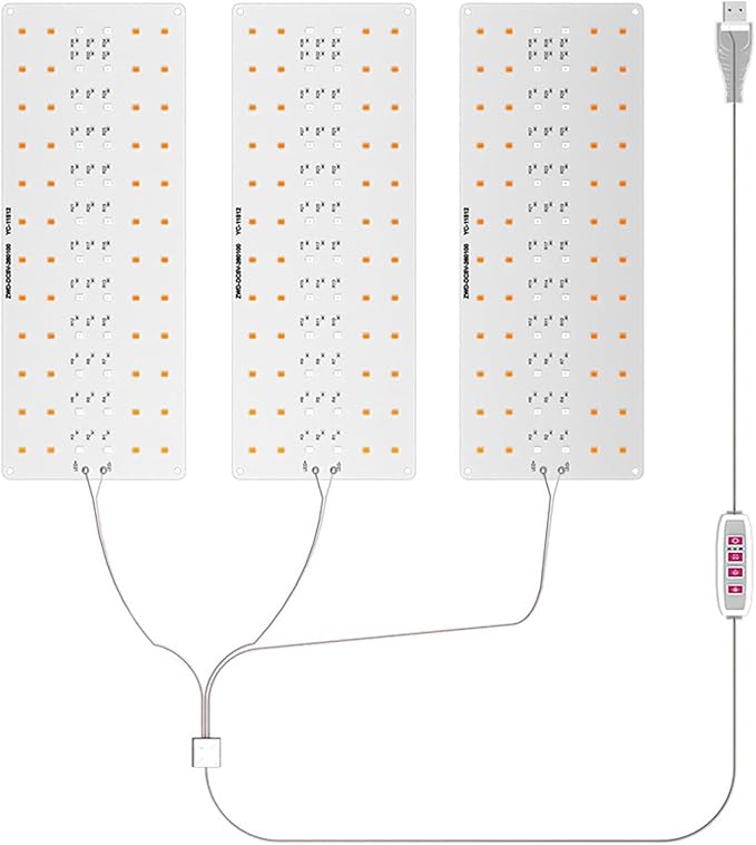 LED Plant Growth Lamp Dimmable Full Spectrum Indoor Grow Light USB 5V Greenhouses (3 Heads)