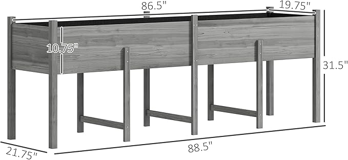 Large Elevated Planter BoxWooden Raised Garden Bed with LegsBed Liner and Drain Holes