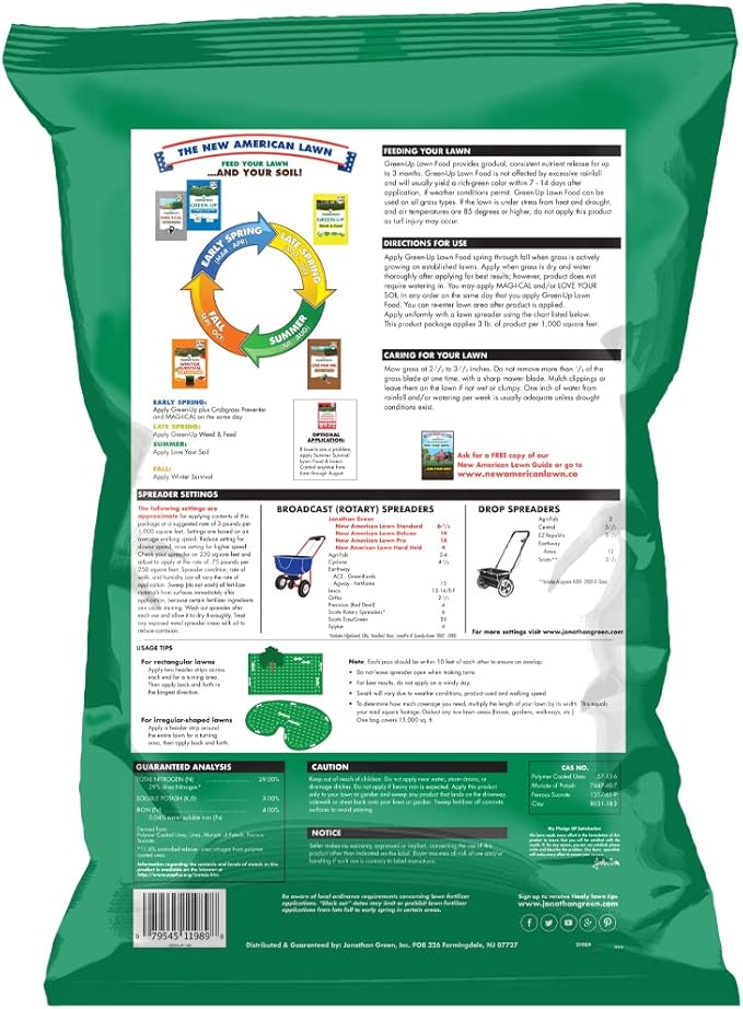 Jonathan Green (11989) Green-Up Lawn Food - 29-0-3 Grass Fertilizer (15000 Sq. Ft.)