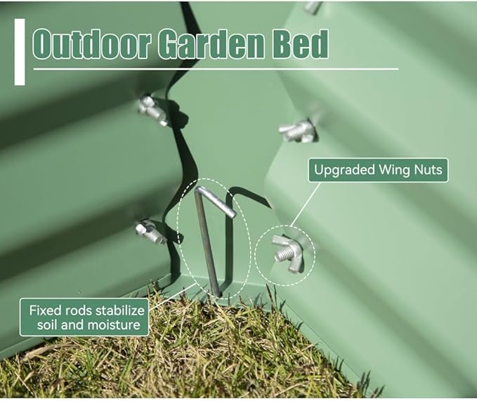Heavy-Duty Galvanized Steel Raised Garden Bed for Outdoor Vegetable Fruit and Flower Planting – Rust-Resistant Metal Planter Box (8x4x1.5ft (Green))