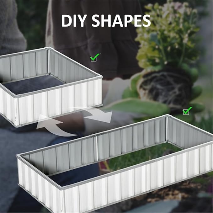 Garden BedEasy to Assemblefor VegetablesFruitsHerbs Flowers Metal Raised Garden(68.5 L x 35.5 W x 11.75 H). (White)