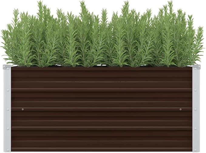 Garden BedsPatio Ground Gardening Planter for VegetablesPlanter Box Kit Flower Herbfor Outdoor Patio Deck BalconyGarden Raised Bed Brown 39.4x15.7x17.7 Galvanized Steel