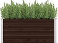 Outdoor Raised Garden Bed Deep Root Box Planter Galvanized Steel Planter Box for Planting Outdoor Plants Vegetables Brown 39.4x15.7x17.7
