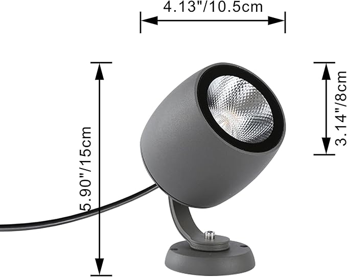 Kiven LED Indoor/Outdoor Waterproof Spotlight with 9.84 FT Plug-in Cord Plug in Accent Light with Vinly Siding Hooks for Plants Porch GardenVinly Siding(Warm White) 10Watts