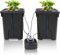 2PCS Hydroponics Grow System with Top Drip 27L Deep Hydroponic Water Culture with 8W Air Pump for Grow Tent Greenhouse Garden Balcony Office