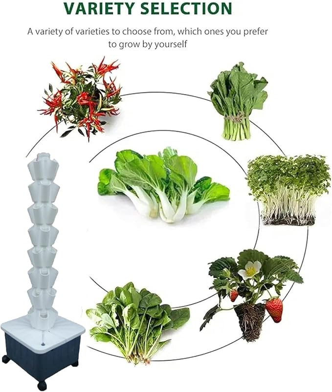 Hydroponic TowerVertical Hydroponics Garden Grow TowerSoilless Cultivation Vertical Hydroponic Garden TowerMulti-Layer Planting Tower Equipment White-8-layer