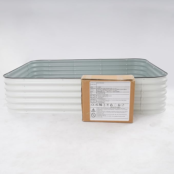 17 Tall Raised Garden Bed Kit 9.35ft x 2ft Planter Raised Beds Planter Garden Boxes Steel Tall Planter Box Raised Beds for Vegetables Flowers Herbs Pearl White (112L x 23.6W x 17H)