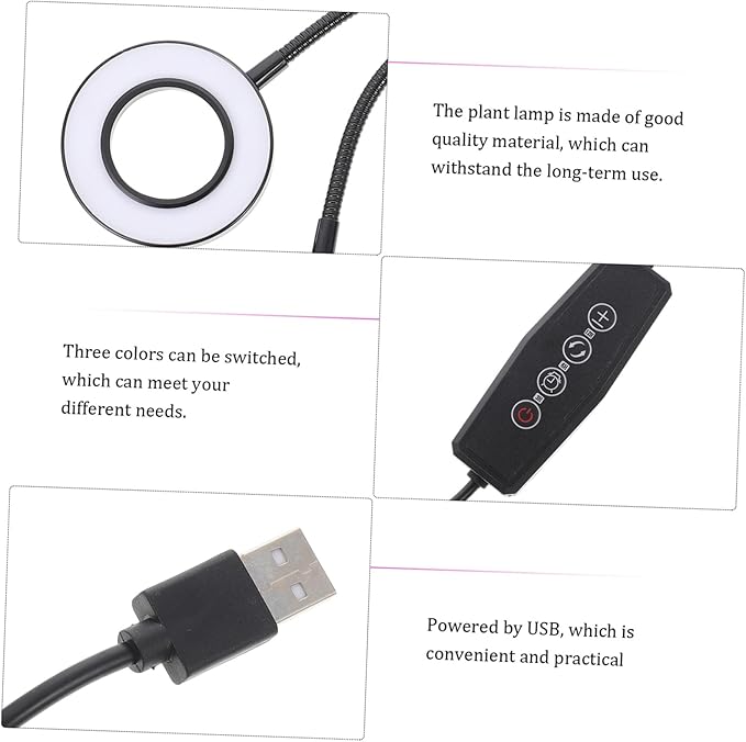 5v Led Plant Growth Lamp Dual-Head Indoor Light for Vegetables Flowers USB-Powered with Timer and Dimmable Brightness for Home Gardening
