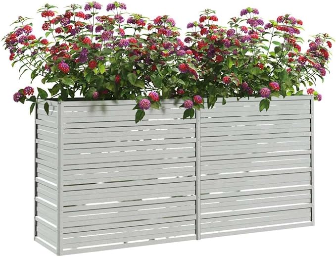 Garden Raised Bed Silver Galvanized Steel 63.0 x 15.7 x 30.3 Inch Outdoor Planter for Vegetables Flowers Herbs Durable Garden Beds