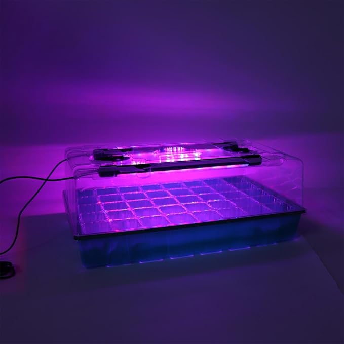 40 Cells Plant Starter Tray with LED Grow Light 3 Lighting Modes 3 Timers 5 Brightness Levels Indoor Plant Grow Kit