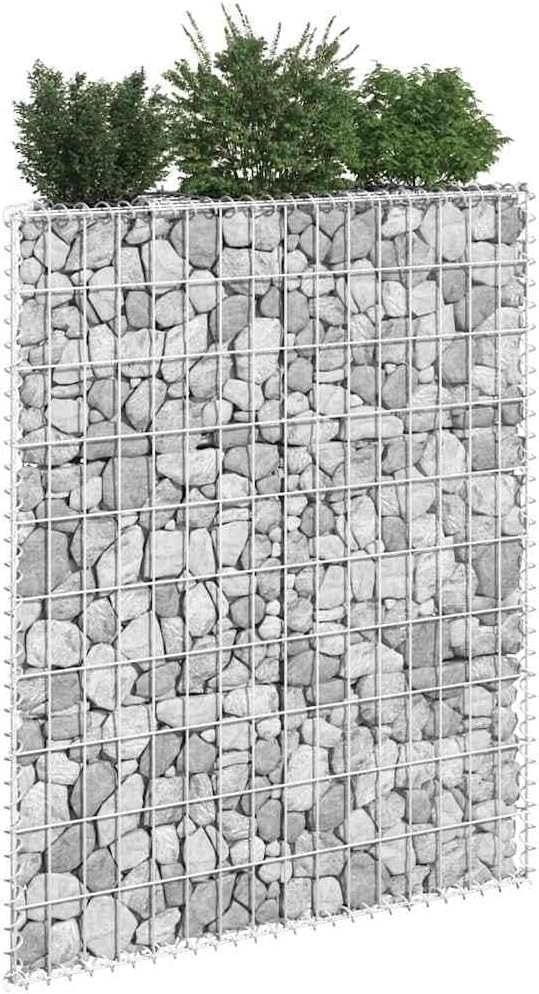 Gabion Raised Garden Bed Silver Galvanized Steel Trapezoidal Outdoor Planter Box 31.5x31.5x39.4 Inch Weatherproof Metal Planters for Outdoor Plants