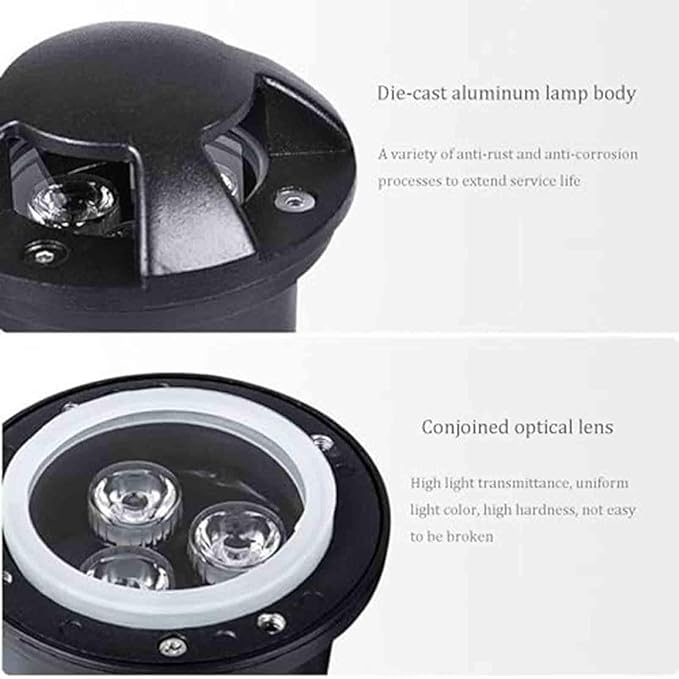 LED Recessed Ground Spotlight - Garden Buried Lights - 4 Sides Light Emitting Waterproof IP65 Recessed In-Ground Lamp for Courtyard Pathway Landscape Lamp(Yellow9W-24V)