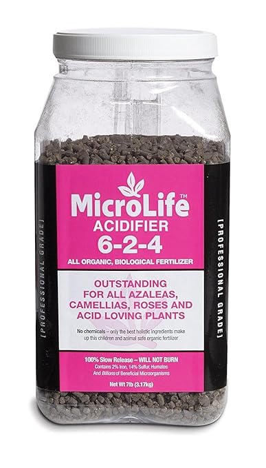 MicroLife Acidifier (6-2-4) Professional Grade Granular Organic Fertilizer (for Acid Loving Plants) Roses Blueberries Azaleas Camellias 7 LBS