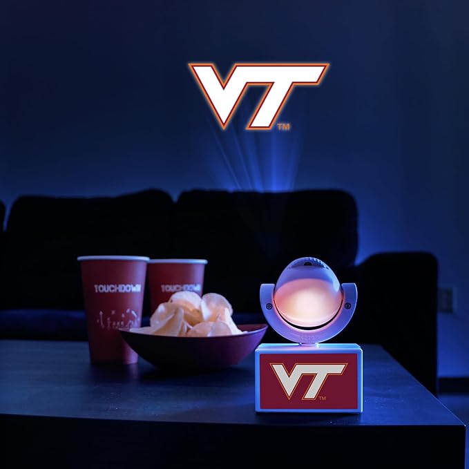 Sporticulture NCAA American Football VT Hokies - Adjustable Led Mini Spotlight Projector with 6 Team Logo Designs - Portable &amp Rechargeable Spotlight - Battery-Operated - 4.375” x 3.125”