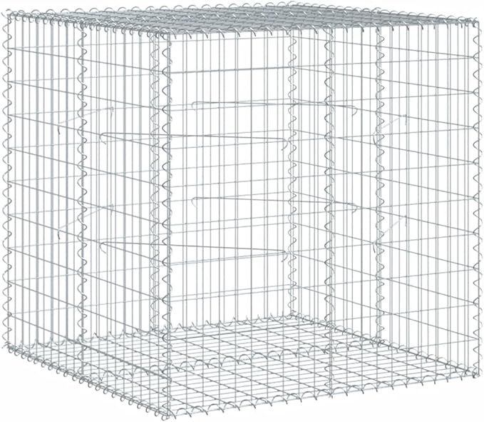 Galvanized Iron Gabion Basket with Cover 39.4x39.4x39.4 Metal Raised Garden Bed Outdoor Planter Box for Landscaping Flower Beds Patio Planters