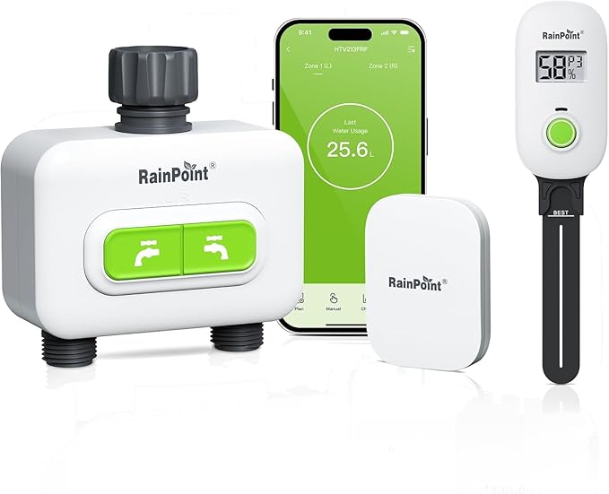 RAINPOINT 2-Zone Garden Lawn Greenhouse Outdoor Smart Auto-Watering Bundle Deal Kit