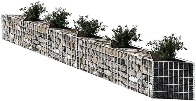 Galvanized Steel Gabion Basket for Garden Gabion Raised Bed Galvanized Rock Stone Walls Mesh Cage 118.1x11.8x19.7-954