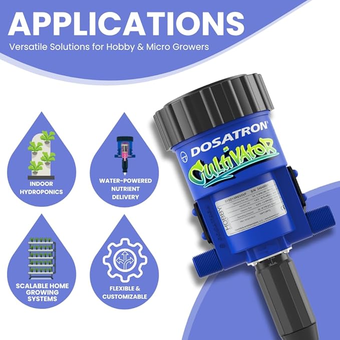 DOSATRON Hobby Cultivator Expansion Doser | Add-On Pump for Multi-Pump Nutrient Delivery System | Water-Powered | 0.05–0.5% Dosing | Indoor Hydroponics | Home Grow Add-On Unit