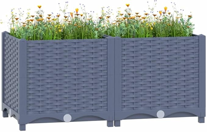 Raised Bed 31.5x15.7x15 Polypropylene Pot for Plants Plant Pots Large Garden Pots Planter Pots for Outdoor Plants Porch Gardening
