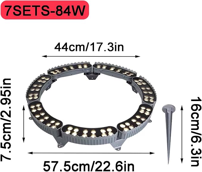 IP65 Outdoor Ring Tree Lightwith Ground Plug Landscape Spotlightsfor Courtyards(White Light7 Sets)