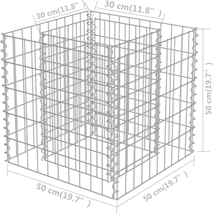 SKM Gabion Raised Gabion Raised Bed Galvanized Steel 19.7x19.7x19.7