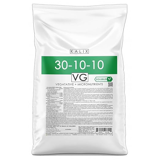 KALIX 30‑10‑10 Water Soluble Fertilizer | High Nitrogen All‑Purpose Plant Food for Vigorous Vegetative Growth | Fully Soluble NPK for Vegetables Trees Shrubs Lawns &amp Hydroponics – 25 lb