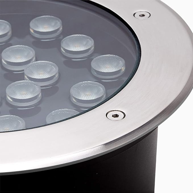Outdoor Recessed Underground Light - Ground Landscape Lights Round Garden LED Underground Light IP66 Waterproof AC85-265V LED Recessed Ground Spotlights for Deck Driveway Patio Pathway (Yellow 18W