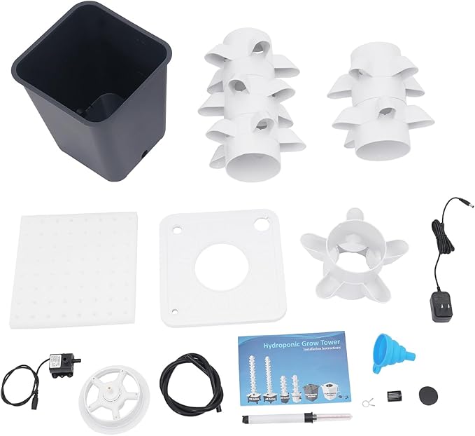 Hydroponic Tower Growing System Kits 30 Pods Vertical Indoor Gardening System for Fruits Vegetables Herbs
