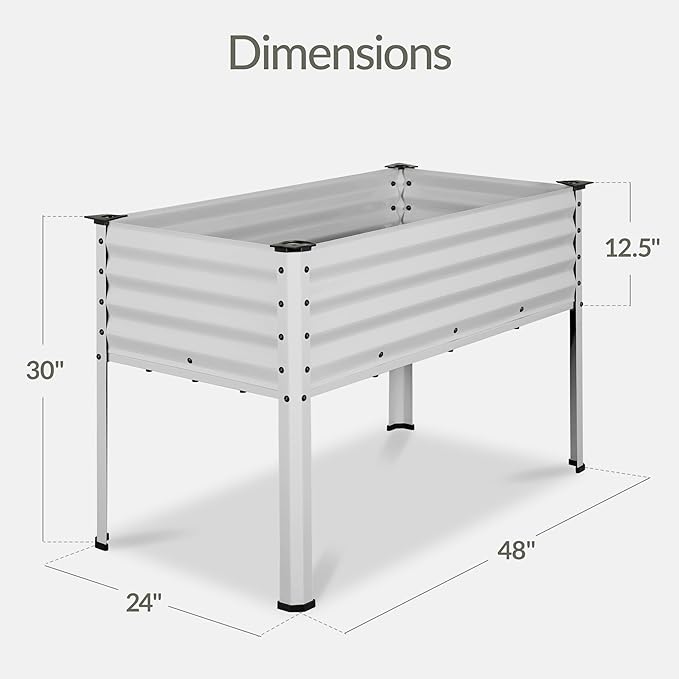 Best Choice Products 48x24x30in Galvanized Raised Garden Bed Metal Elevated Planter Box Vegetable Garden for Backyard Patio Balcony - Silver
