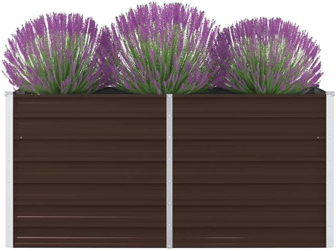 Raised Garden Bed 63x31.5x17.7 Galvanized Steel Brown