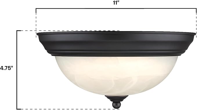 Westinghouse Lighting 6137200 Dubrow Traditional One-Light 11 Inch 14 Watt LED Indoor Flush Mount Fixture with Color Temperature Selection Black-Bronze Finish White Alabaster Glass Shade