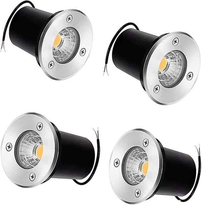 4PCS 3W COB Ground LED Landscape Lights - IP67 Waterproof Recessed Spot Lights for Patios Lawns and Driveways (RGB &amp Warm White)