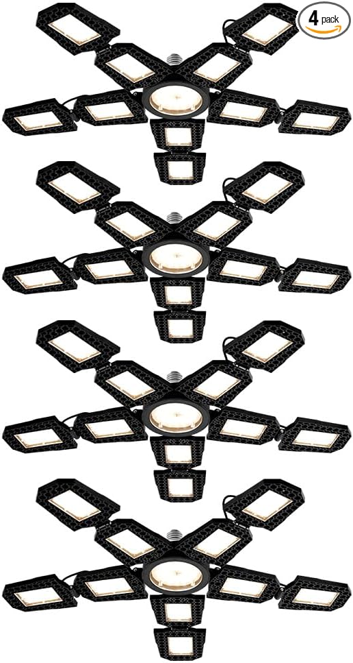 4Pack 200W LED Adjustable Grow Lamp 2835 Diodes Full Spectrum Planting for Seedling Veg Bloom Growth Natrual Sunlight Light E26/E27for All-Stage Seed Grow Light Flower Blooming Cabinet Lighting