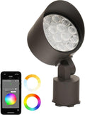 WAC Lighting LED Colorscaping Smart App Controllable Landscape Lighting with RGBWW Color Changing and Tunable White Power Accent 14W Light in Solid Brass Coated in Bronze