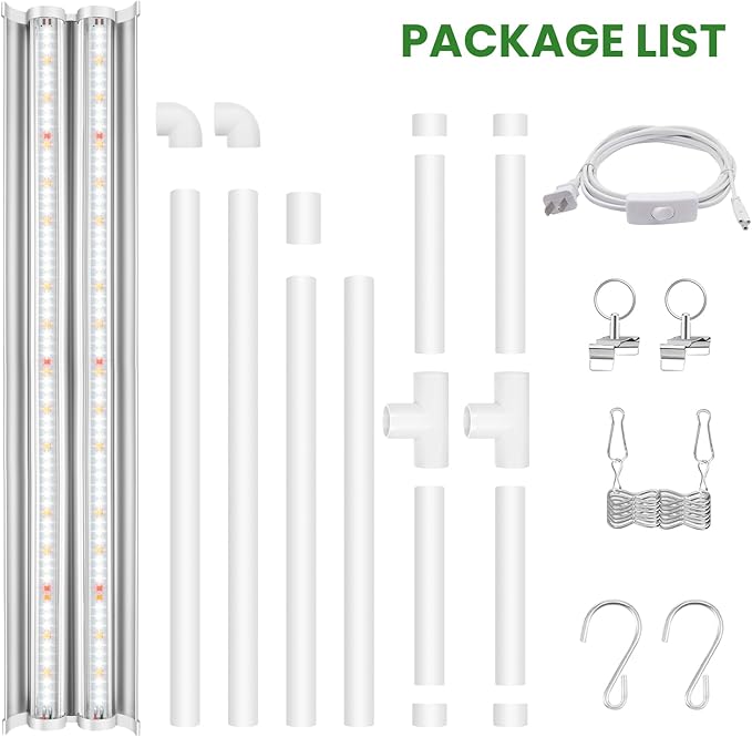 Wolezek Grow Lights for Seed Starting with Stand 2ft T5 144 LEDs Full Spectrum Seedling Grow Light for Indoor Plants 32W High Output Seed Starter Light Kit Height Adjustable ON-Off Switch