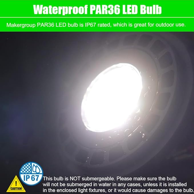 PAR36 Landscape LED Light Bulb 10W 12V Low Voltage Waterproof Spotlight for Outdoor Yard Lighting Tree Light In-Ground Well Light Daylight White 5000K