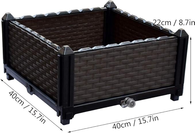 qiuqiu Raised Bed Garden Kit Rectangular Planter Pot System for Fresh Vegetables Herbs Flowers and Succulents 40 X 40 X 22Cm