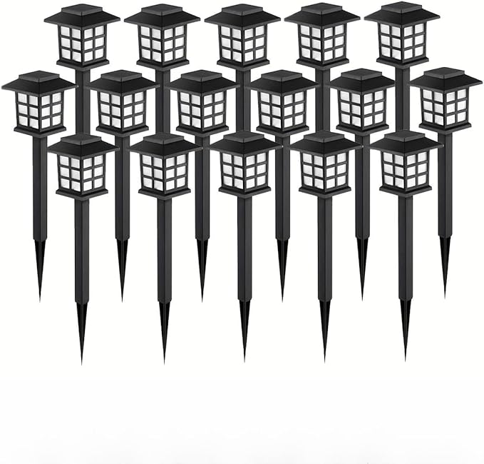 Outdoor Warm Light Solar Rechargeable Landscape Garden Lights Suitable for Roads Courtyards and Decks (16 pcs)
