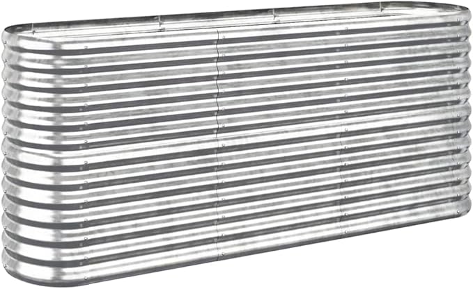 SKM Garden Raised Bed Powder-Coated Steel 59.8x15.7x26.8 Silver (9.16 KG/20.152 LBS)